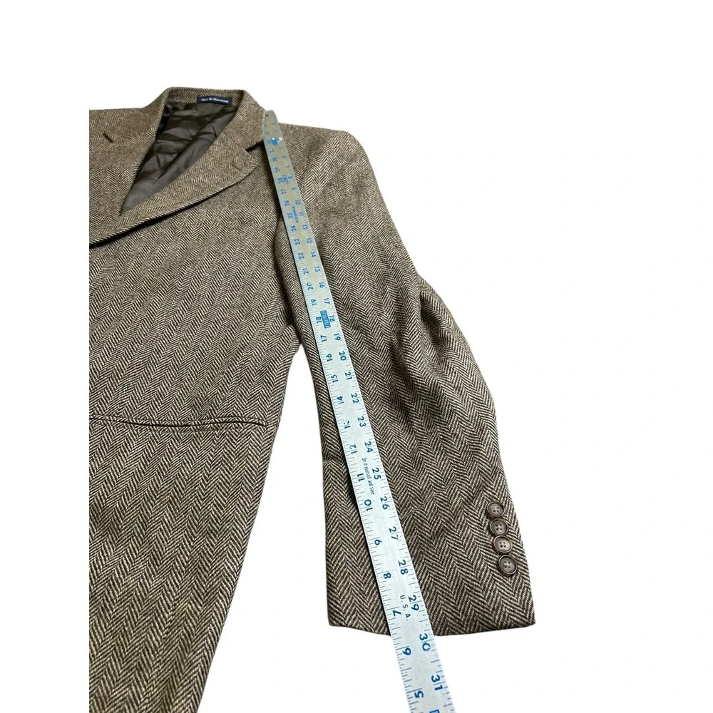 Lands' End Men's Wool Tweed‎ 2-Button Blazer Brown Beige Herringbone 42 R